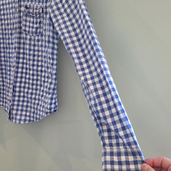 Abercrombie & Fitch Checkered Blue And White Women's Size Small Western Style - Picture 6 of 12